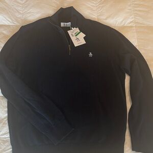 Original Penguin Men's Navy Quarter Zip-Up Sweater